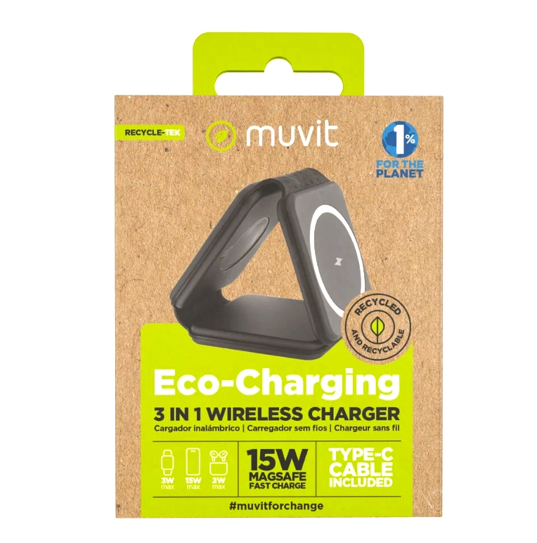 Base de Carga Inalámbrica 3 en 1 Plegable con MagSafe — Muvit